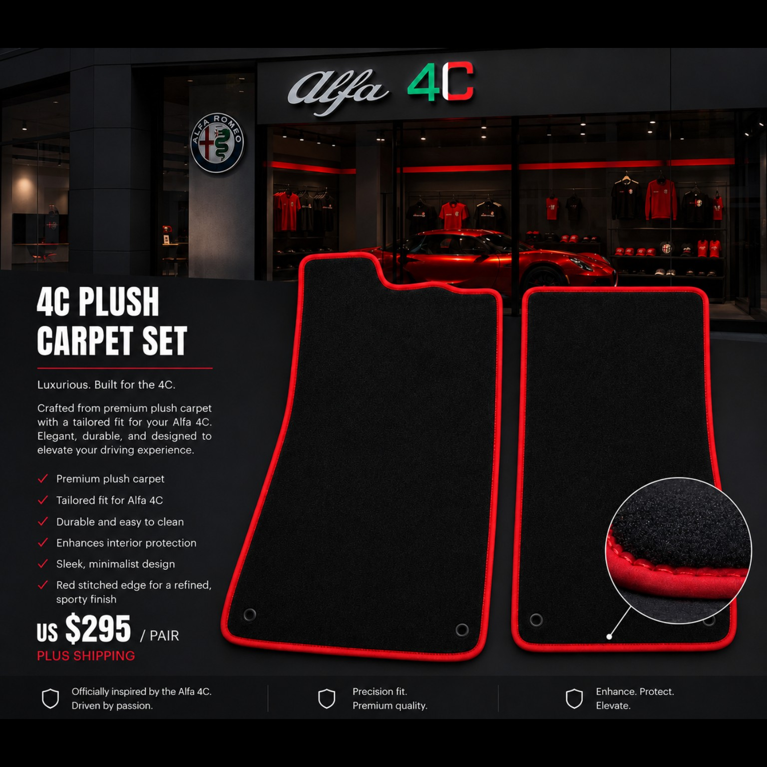 Alfa Romeo 4C Premium Plush Carpet Set