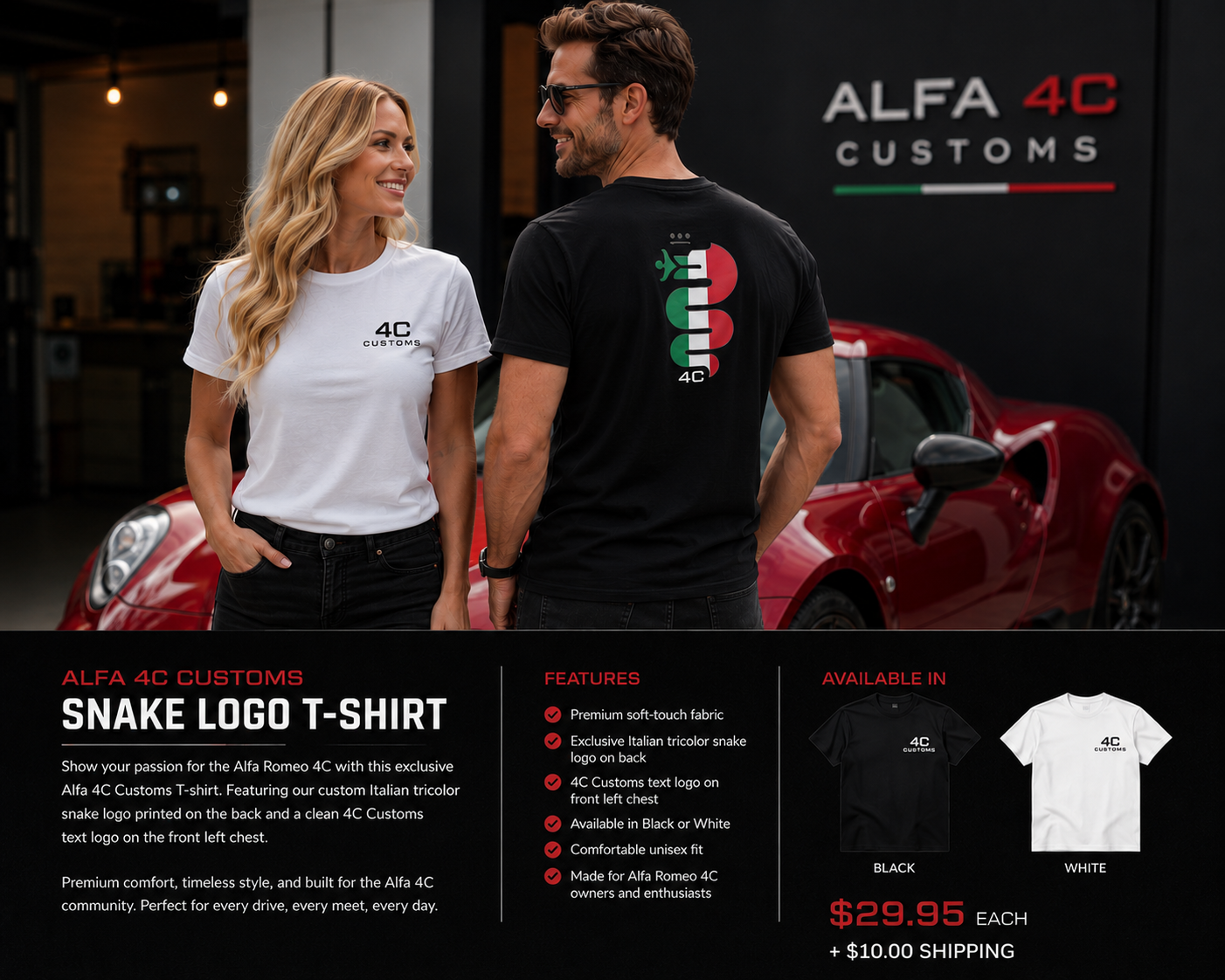Alfa 4C Customs Snake Logo T-Shirt